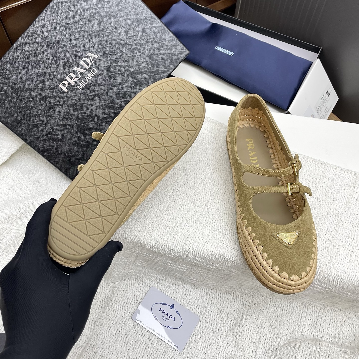 Prada Raffia Mary Jane Flats - Handwoven Designer Shoes for Women 7 i1748850517668 5422 0 5