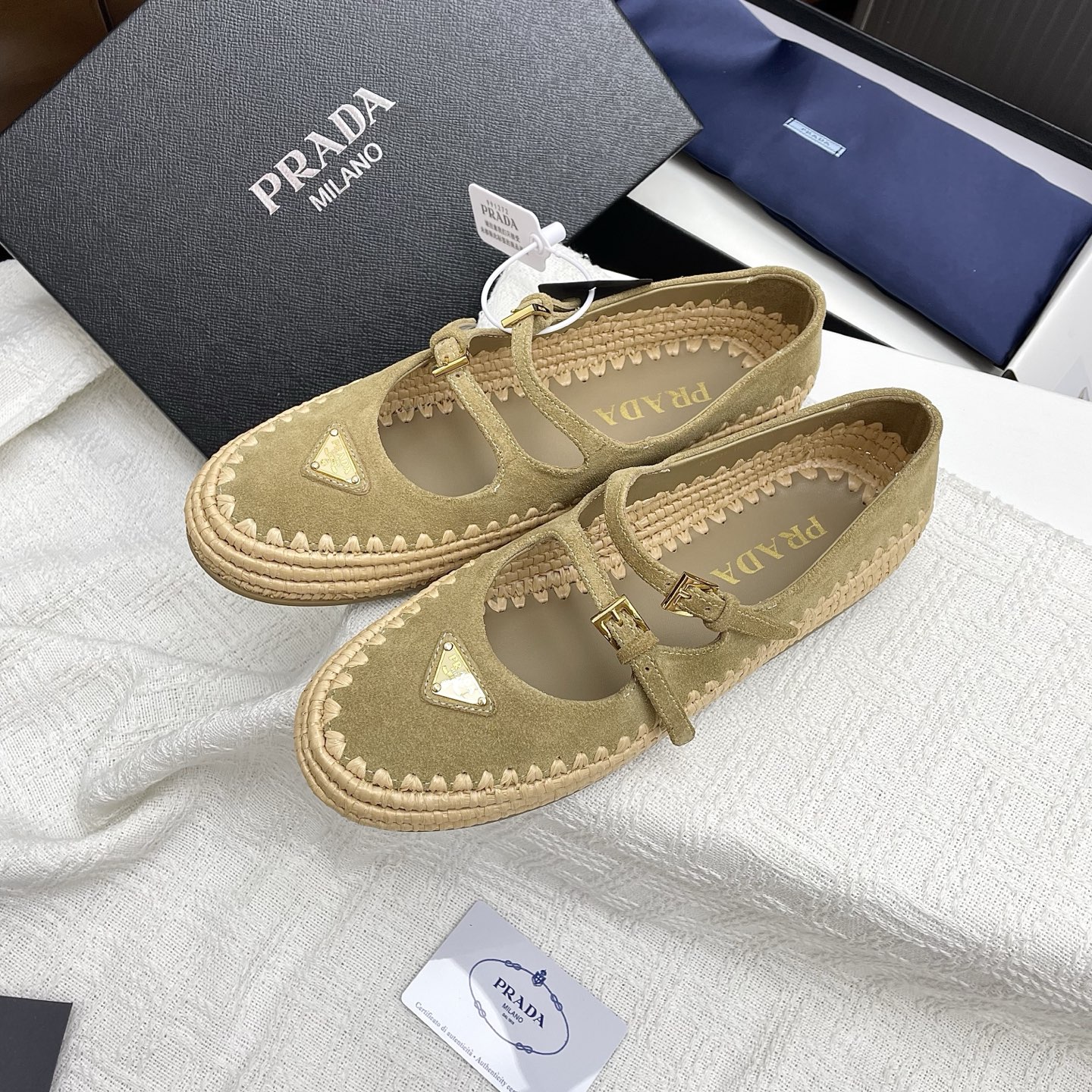 Prada Raffia Mary Jane Flats - Handwoven Designer Shoes for Women 10 i1748850519425 8600 0 8