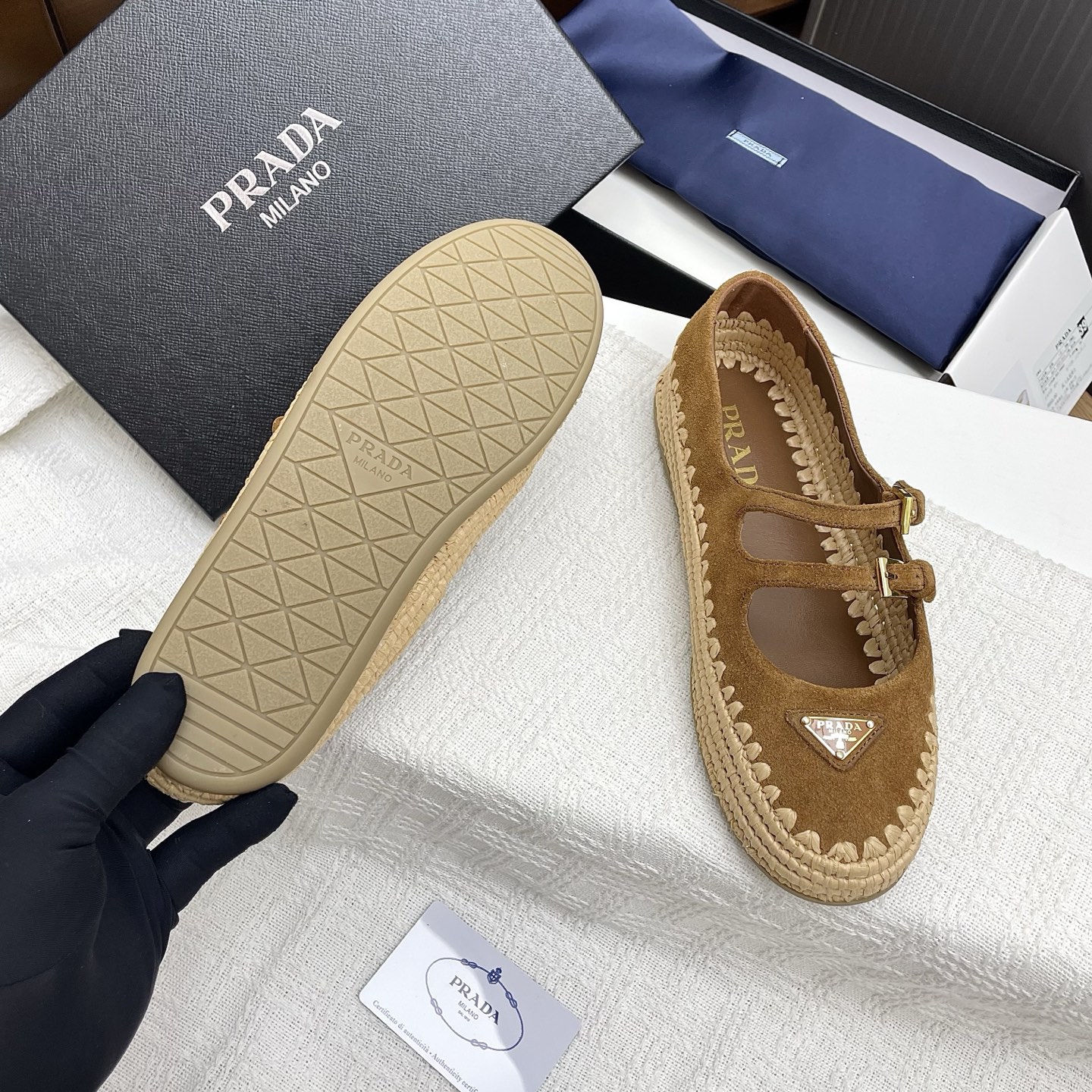 Prada Raffia Mary Jane Flats - Handwoven Designer Shoes for Women 8 i1748850536543 6175 0 6