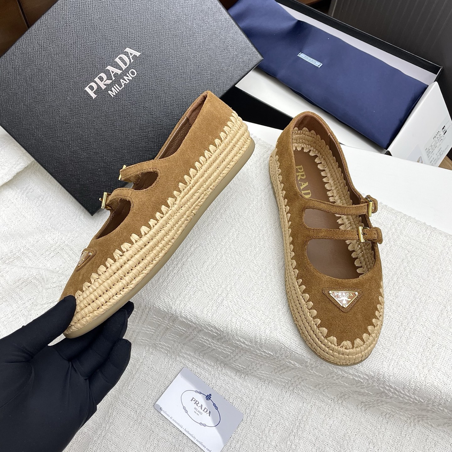 Prada Raffia Mary Jane Flats - Handwoven Designer Shoes for Women 7 i1748850536600 5068 0 5