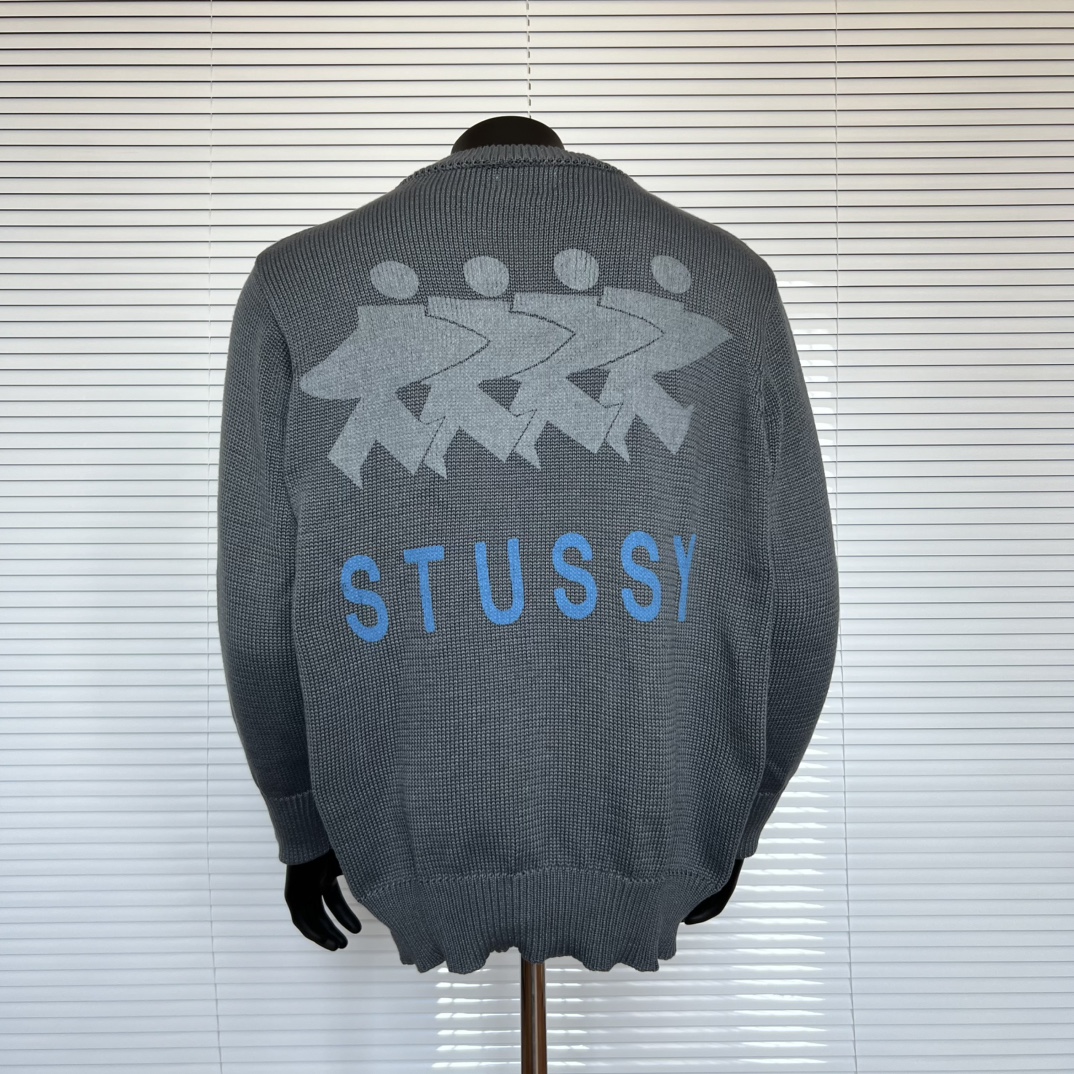 Stussy FW24 Surfman ICON Sweaters: Unisex Crew with Logo Print, Various Sizes and Colors - 图片 6