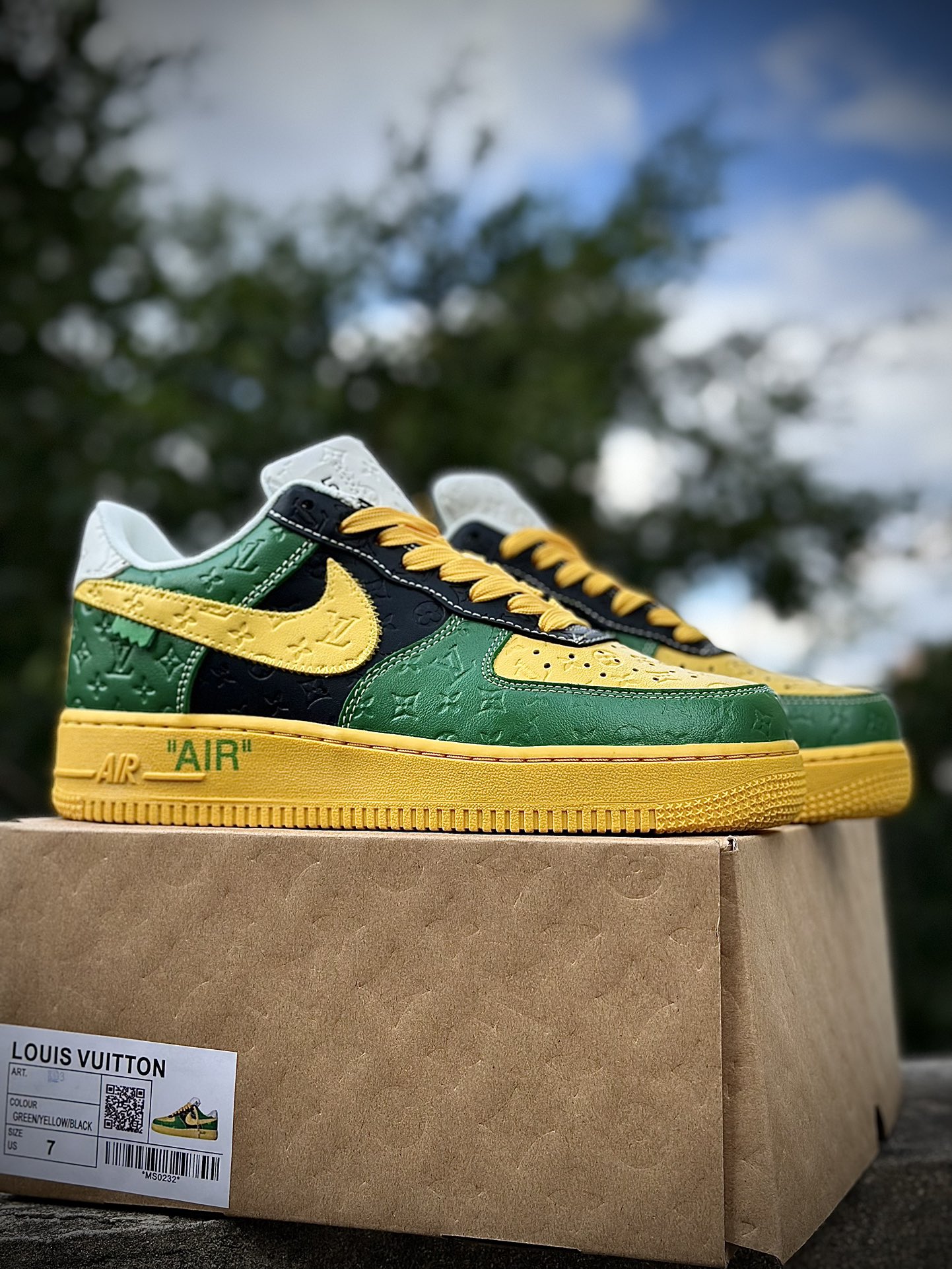 联名款福利特价大码供应LouisVuittonxNikeAirForce1Low低帮系带板鞋白红蓝LV联