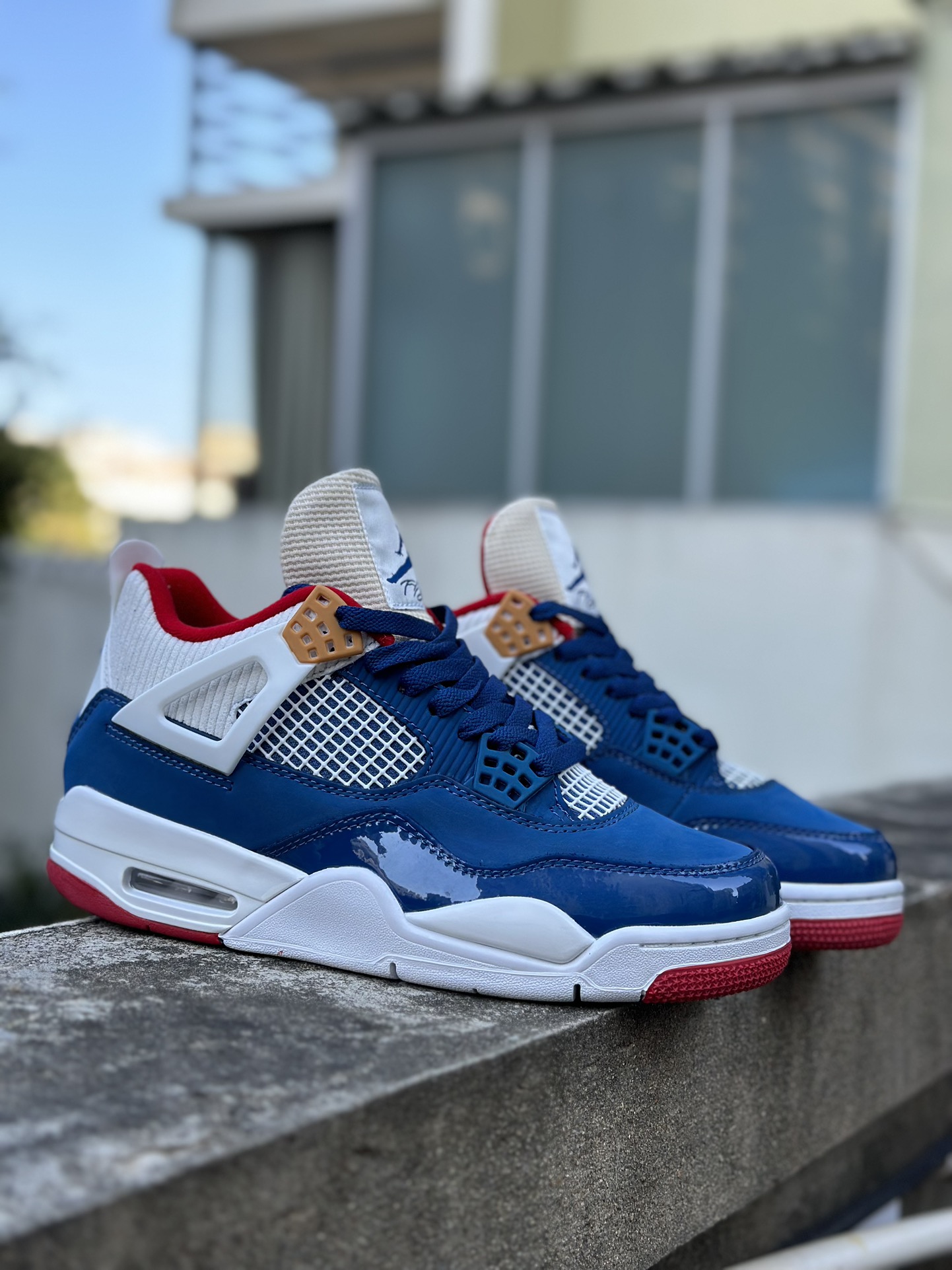¡¡Original puro‼️ Original puro, de fábrica‼️ Air Jordan AJ4 Retro Blanco Azul Rojo, versión de exportación, …