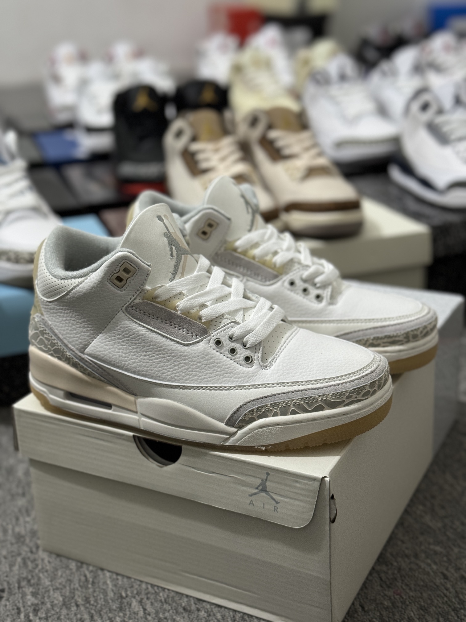 特价AirJordanAJ3全系列福利特价正确档案开发纸版楦型正确头层皮荔枝纹鞋面全新底模正确缓震鞋垫完