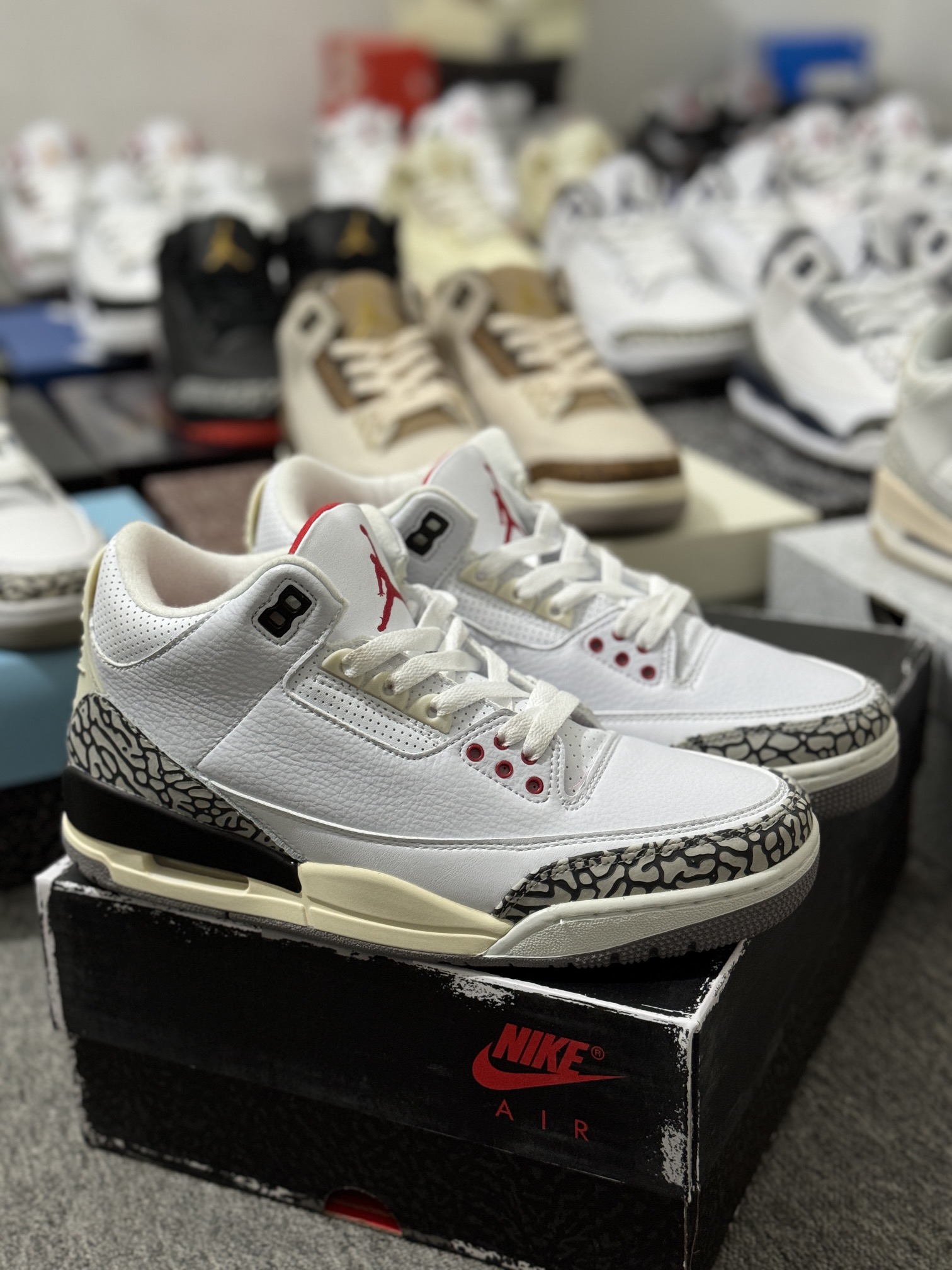 特价AirJordanAJ3全系列福利特价正确档案开发纸版楦型正确头层皮荔枝纹鞋面全新底模正确缓震鞋垫完