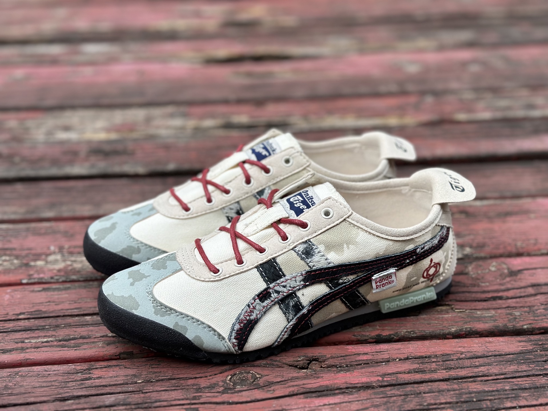 定制球鞋 Onitsuka Tiger鬼塚虎 MEXICO 66 熊猫恶作剧 CNY 蛇年 低帮 生活休闲鞋 男女同款 棕黑红 1183A360-205