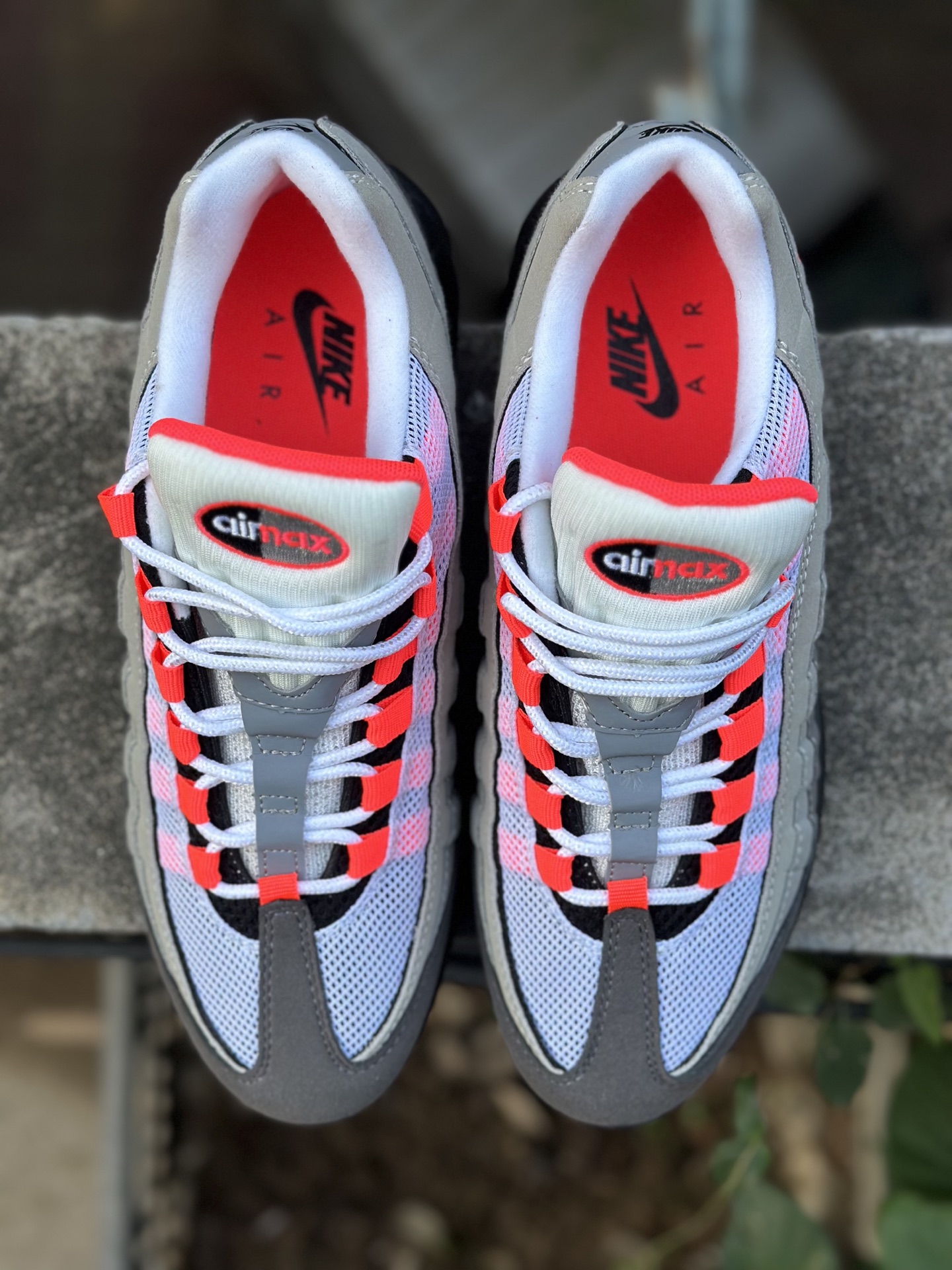 260 NK Air Max 95 灰白中国红 潮流百搭 气垫缓震慢跑鞋 AT2865-100