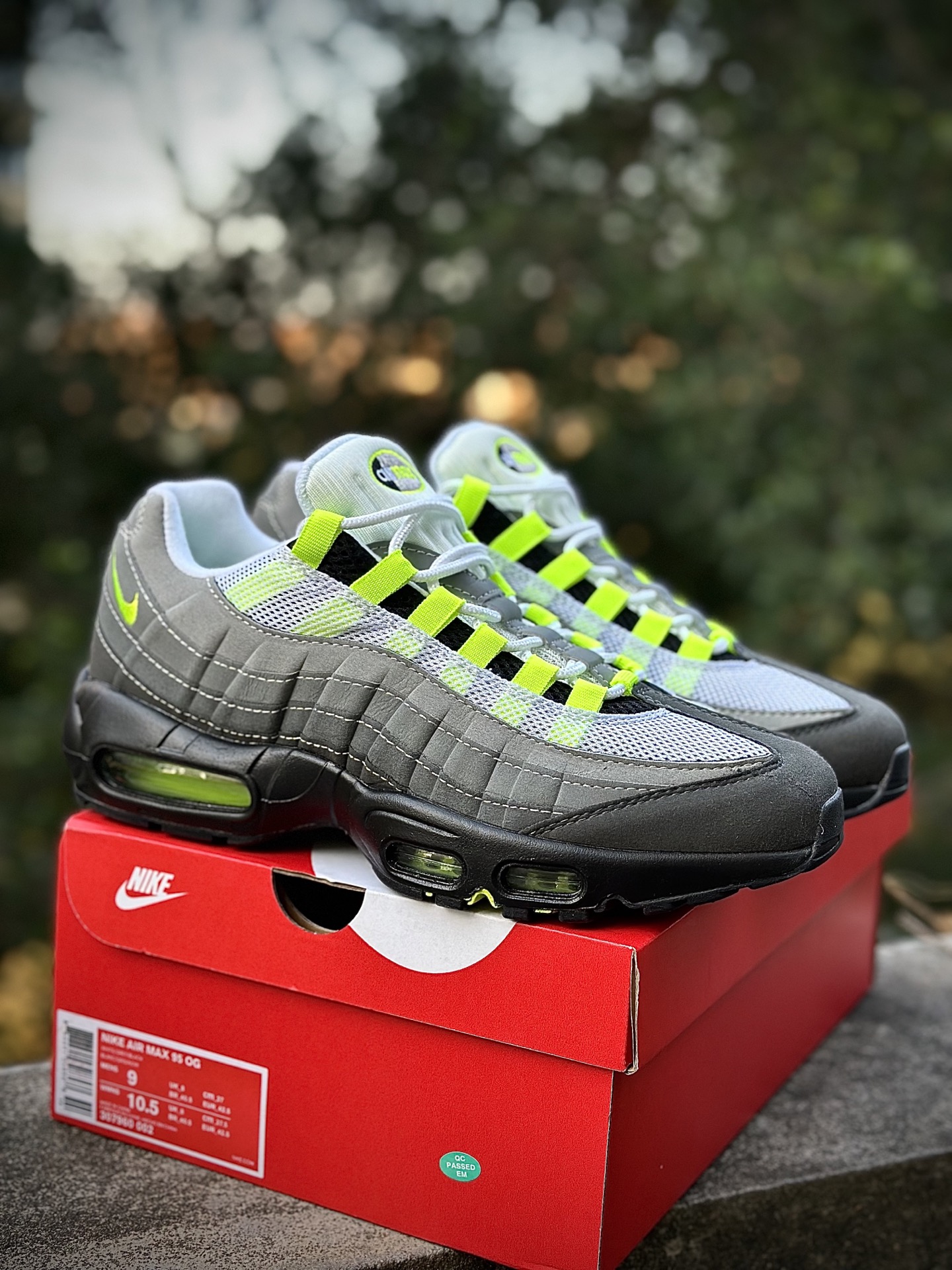 NK Air Max 95 荧光绿 潮流百搭 气垫缓震慢跑鞋 307962-002