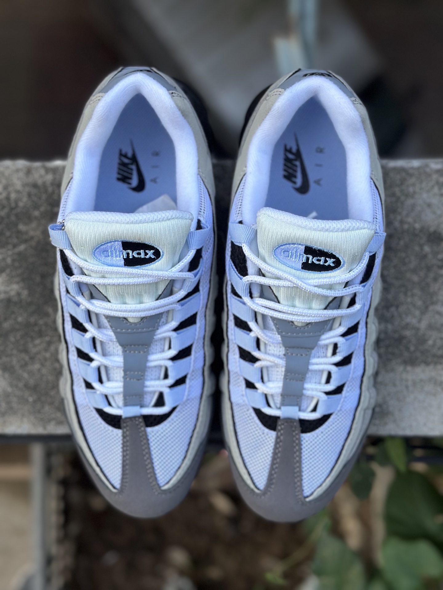 NK Air Max 95 灰白浅蓝 潮流百搭 气垫缓震慢跑鞋 CD1529-001