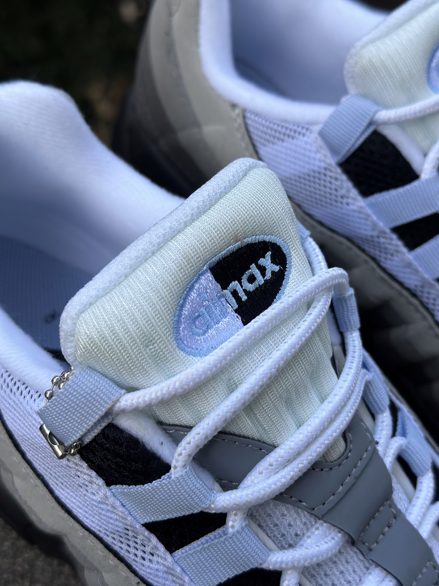 NK Air Max 95 灰白浅蓝 潮流百搭 气垫缓震慢跑鞋 CD1529-001