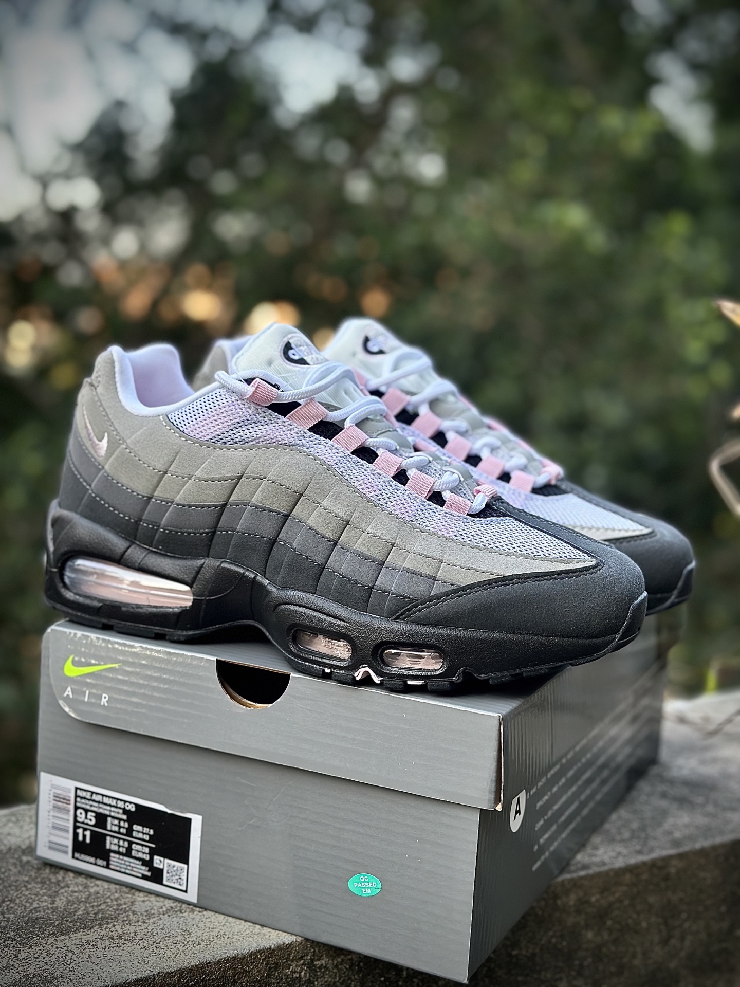 260 NK Air Max 95 灰白浅粉 潮流百搭 气垫缓震慢跑鞋