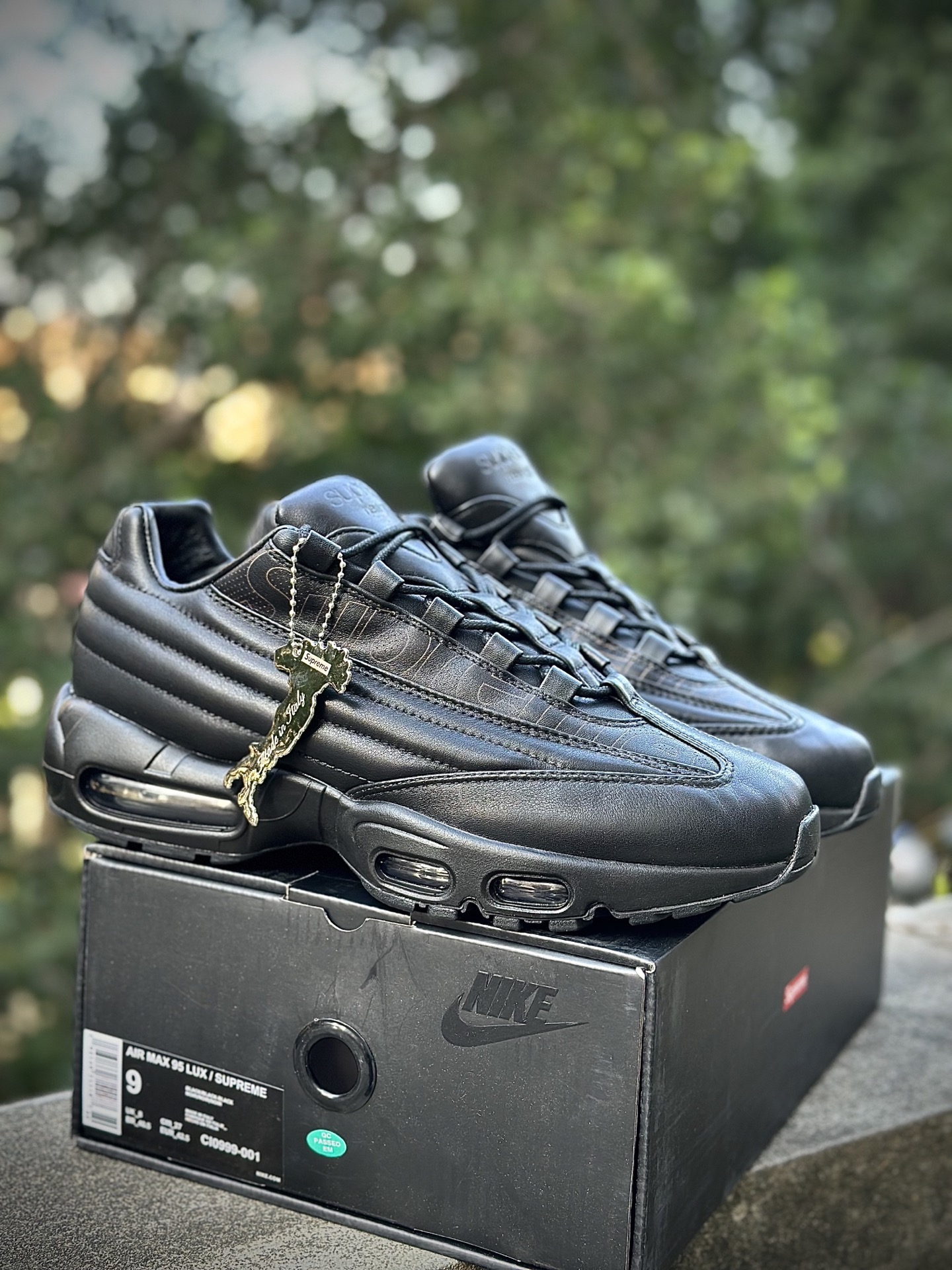 Supreme x NK Air Max 95 Lux 潮流舒适 皮革 低帮跑步鞋 男款 黑色 潮流百搭 气垫缓震慢跑鞋 CI0999-001 Supreme x NK Air Max 95 Lux 潮流舒适 皮革 低帮跑步鞋 男款 黑色 潮流百搭 气垫缓震慢跑鞋 CI0999-001