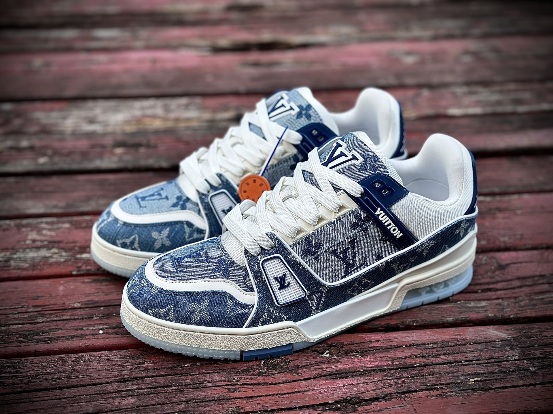 LOUIS VUITTTrainer 牛仔布皮革 休闲 低帮 时尚板鞋