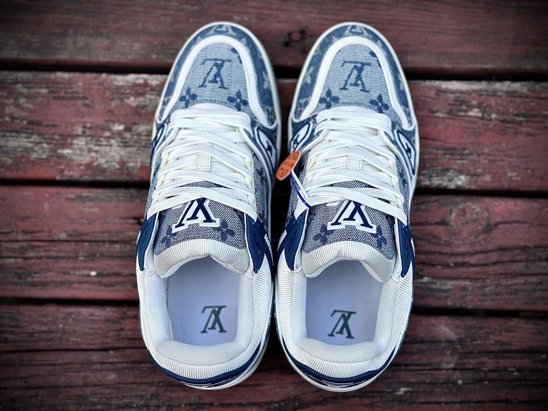 LOUIS VUITTTrainer 牛仔布皮革 休闲 低帮 时尚板鞋