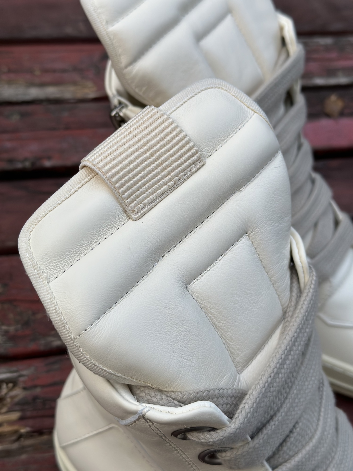 RICK OWENS/RO Concordians Jumbolace Geobasket 牛皮 圆头拉链 高帮 板鞋 黑白色