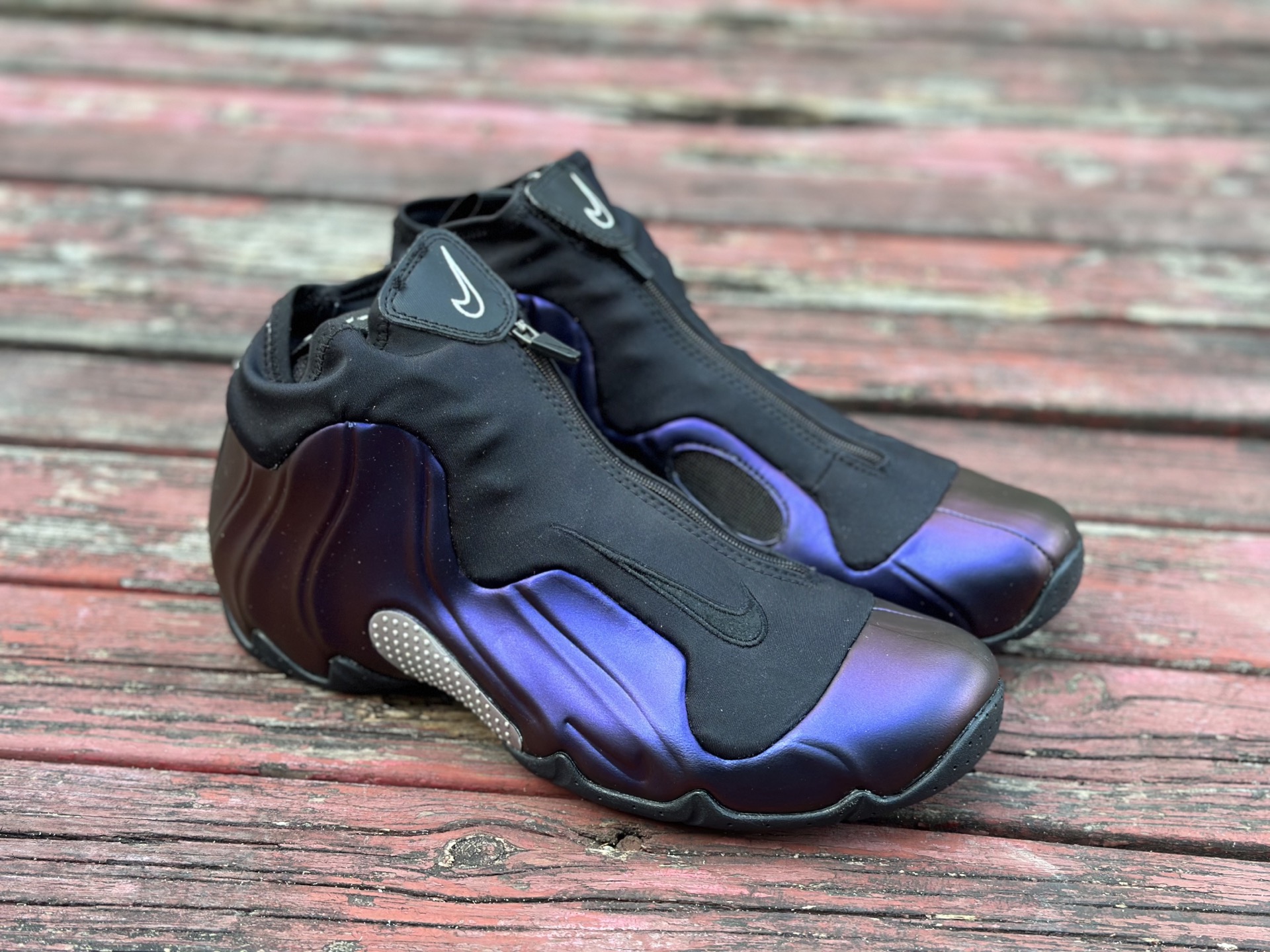 莞顶Nike Air Flightposite One”Carbon Fiber”飞行风一代系列中帮休闲运动文化篮球鞋“紫风一” 624015-051