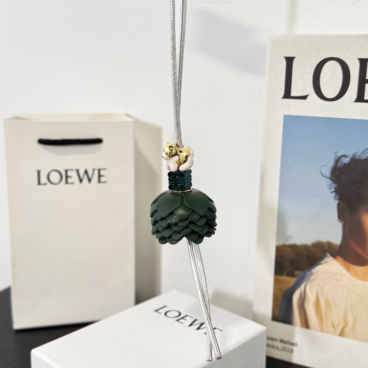 Loewe Animal Collection Dog Charm: Leather & Acetate, Puzzle 10th Anniversary