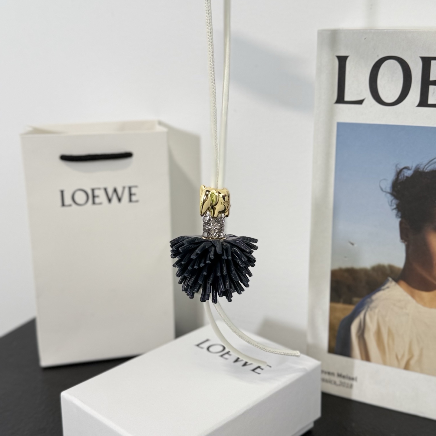 Loewe Elephant Charm: Leather and Acetate Bag Accessory, Puzzle Anniversary Edition