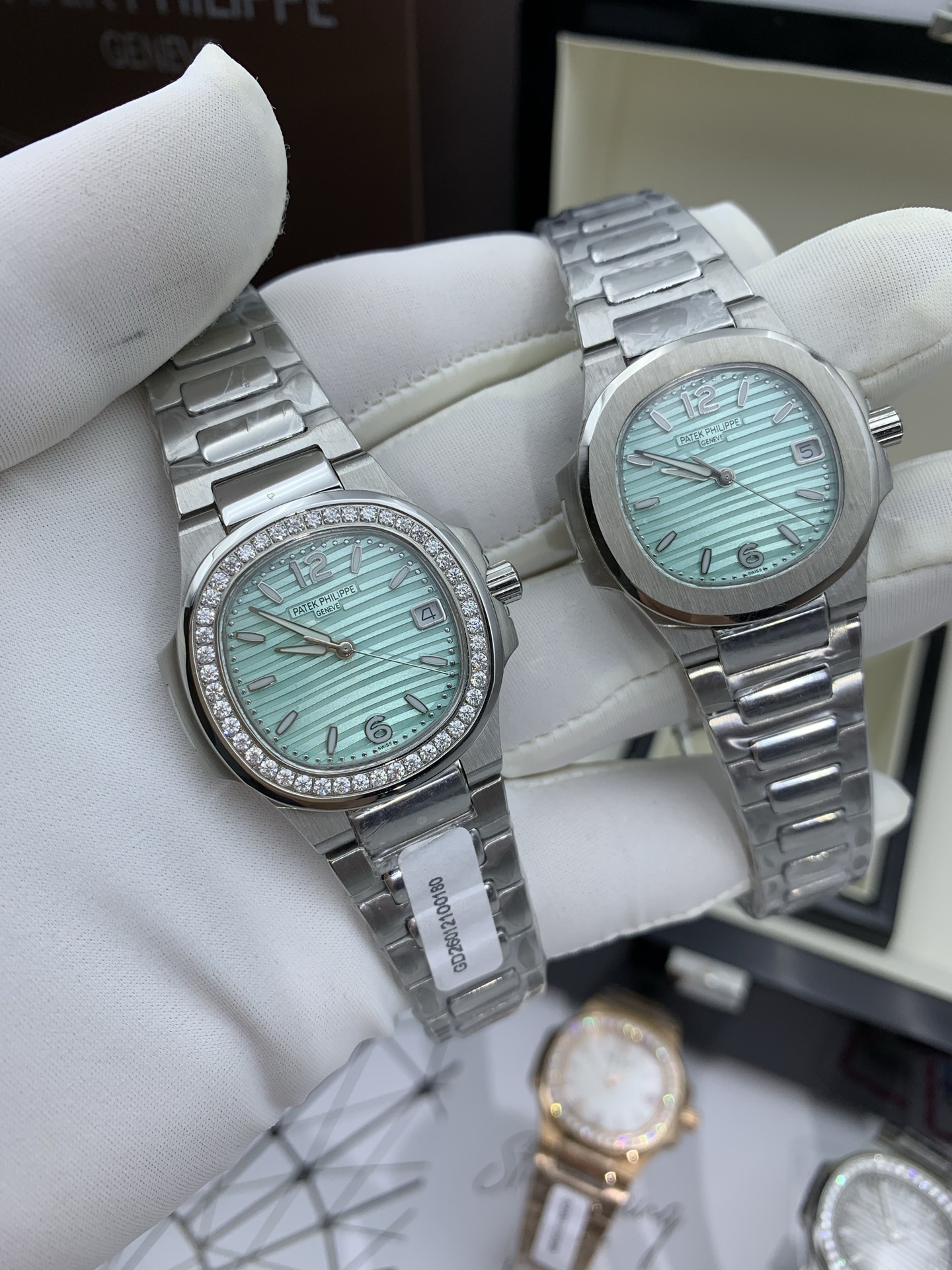파텍필립 노틸러스 다이아 스틸 여성용 32mm 레플리카 44186