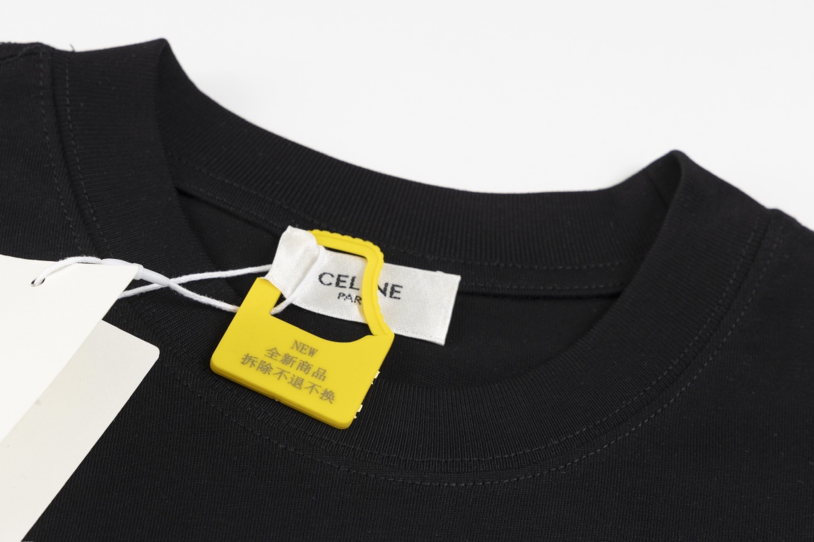 CELINE Letter-Print T-Shirt in XS-S-M-L Sizes, 100% Cotton, Unisex Option - 图片 3