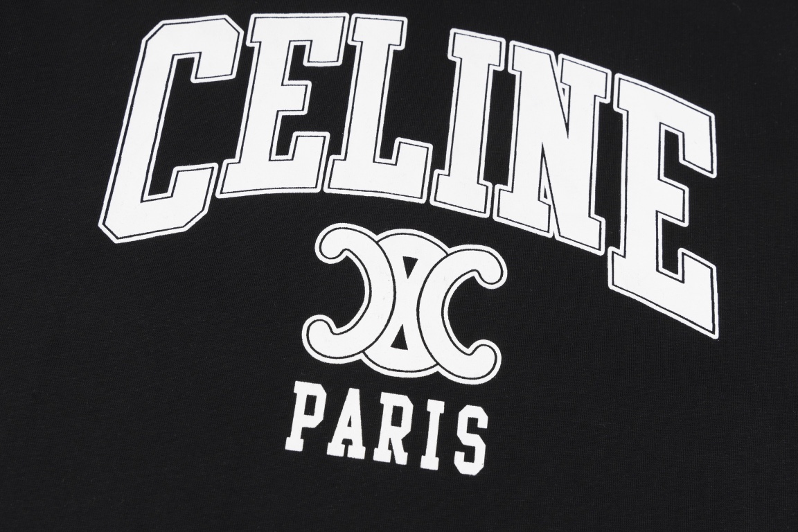 CELINE Letter-Print T-Shirt in XS-S-M-L Sizes, 100% Cotton, Unisex Option - 图片 6