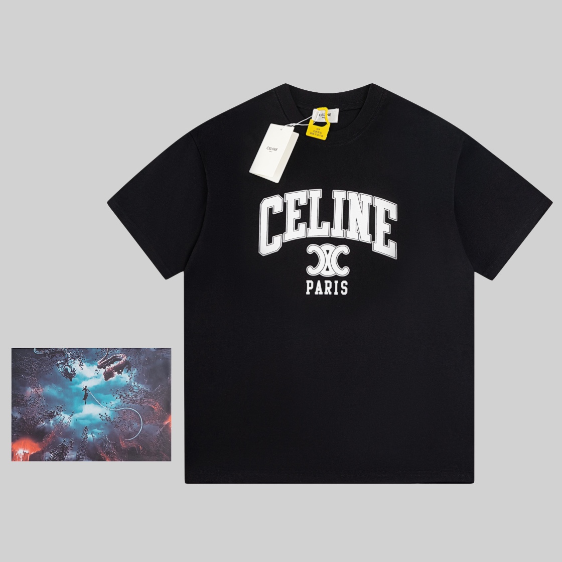 CELINE Letter-Print T-Shirt in XS-S-M-L Sizes, 100% Cotton, Unisex Option - 图片 1