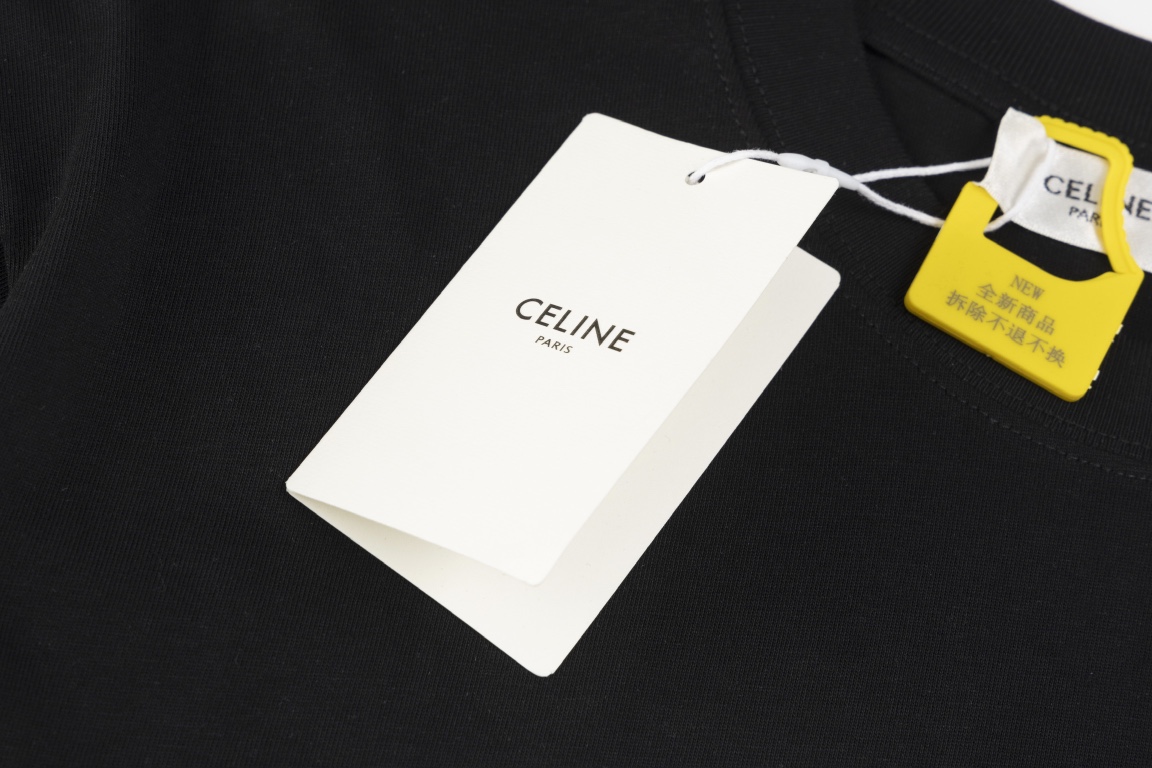 CELINE Letter-Print T-Shirt in XS-S-M-L Sizes, 100% Cotton, Unisex Option - 图片 5