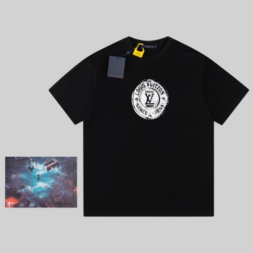 Louis Vuitton Voyage T-Shirt: Cotton, Short Sleeves, Stamp Pattern 1 Louis Vuitton Voyage T-Shirt: Cotton, Short Sleeves, Stamp Pattern
