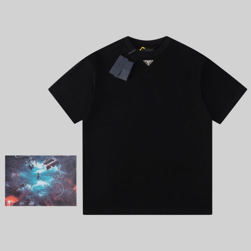 Pradaa Slim-Fit Short-Sleeve T-Shirt with Enamel Triangle Logo 1 Pradaa Slim-Fit Short-Sleeve T-Shirt with Enamel Triangle Logo