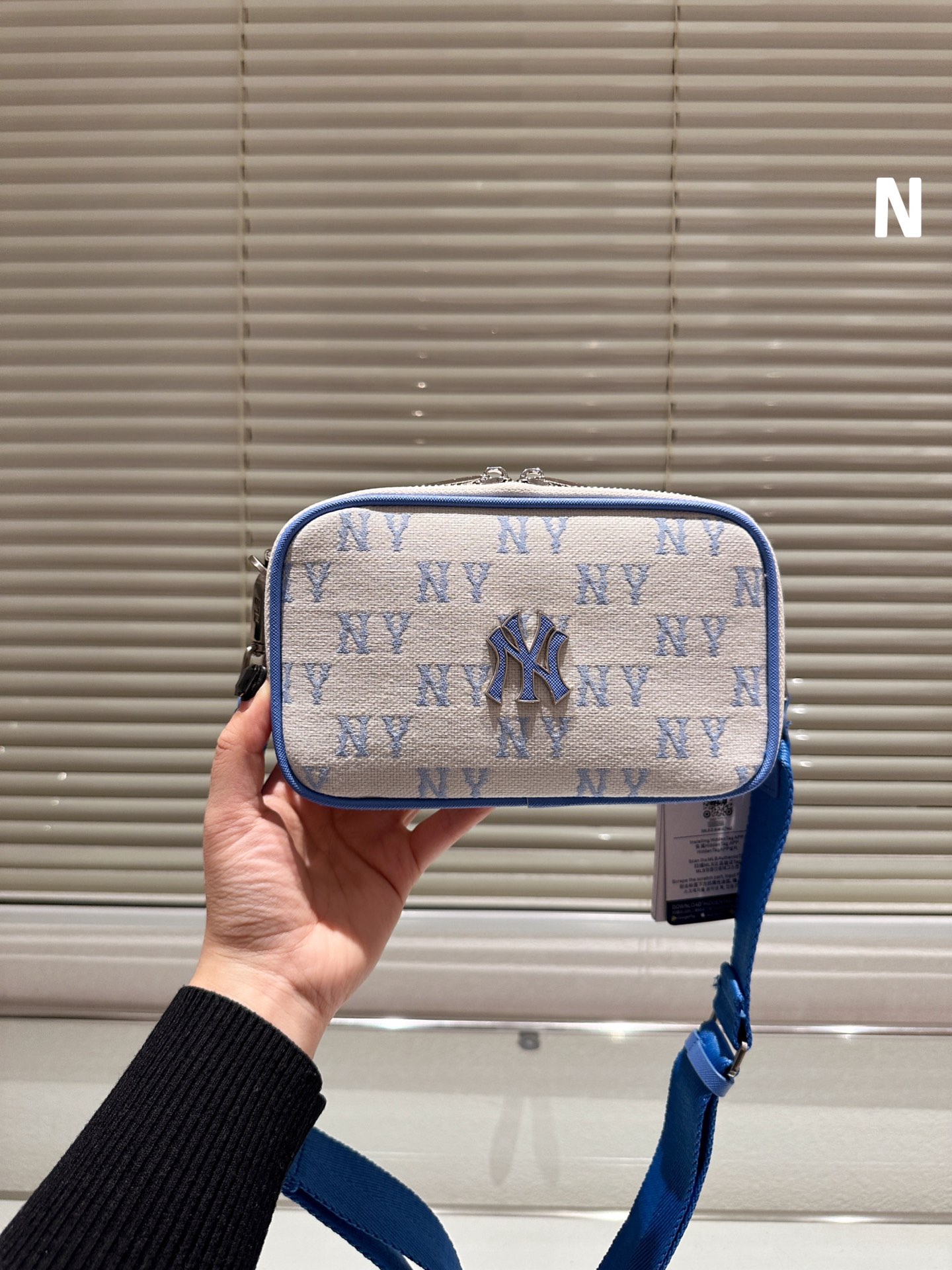 MLB NY canvas camera, one-shoulder-backed couples’ leisure camera bag, Yankees, old flower bag, size 19 cm - 图片 3