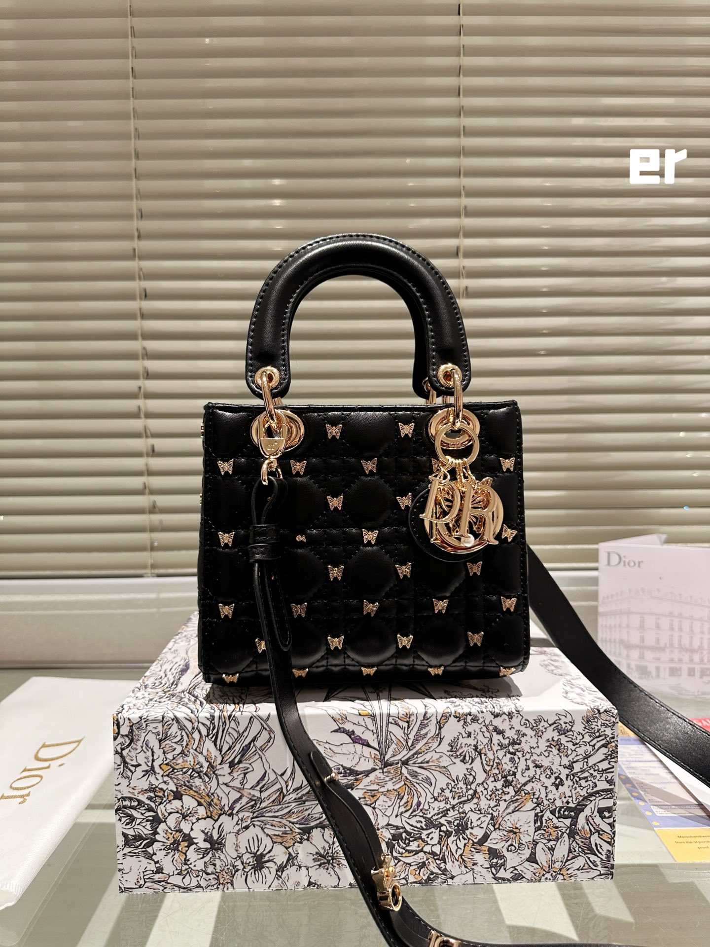 Dior Lady Handbags Crossbody & Shoulder Bags Gold White Resin Sheepskin Chains