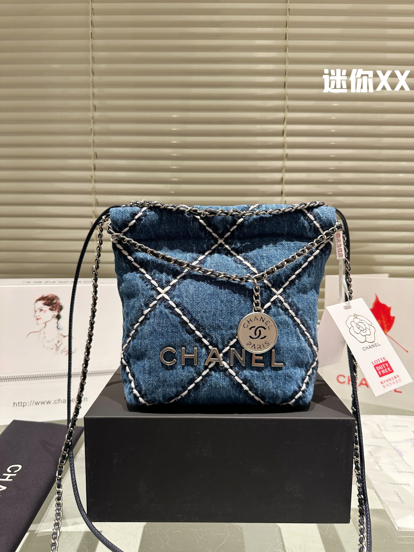 Chanel Sacs À Bandoulière & À Épaule Bleu Argent Blanc Mini