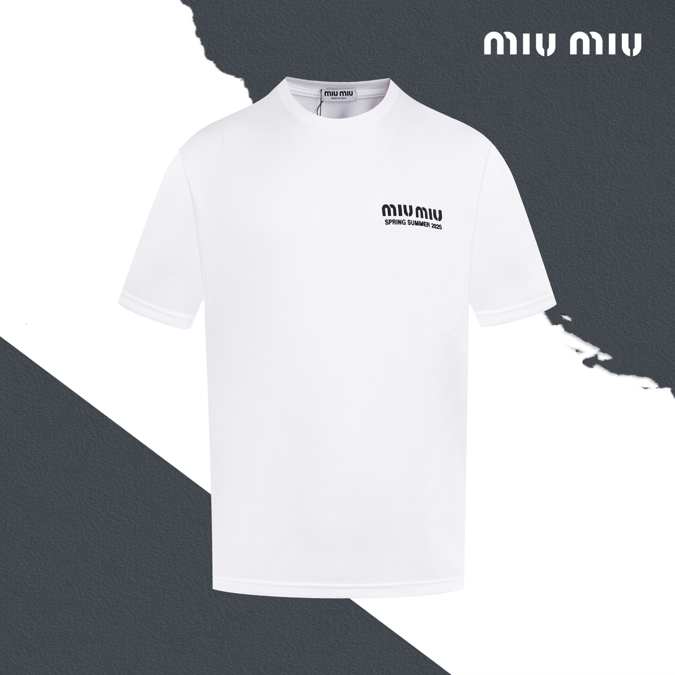 Model S010 MIU MIU new letter logo foam printing crew neck short sleeve. Foam printing, full set packaging, t…