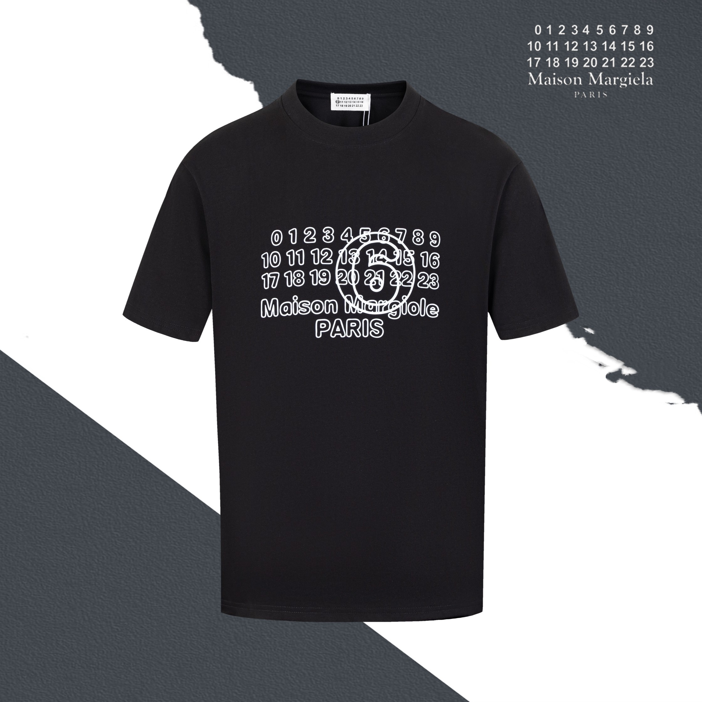 Número de modelo S040 Maison Margiela camiseta de cuello redondo de manga corta con logo en el pecho y estampado de let…