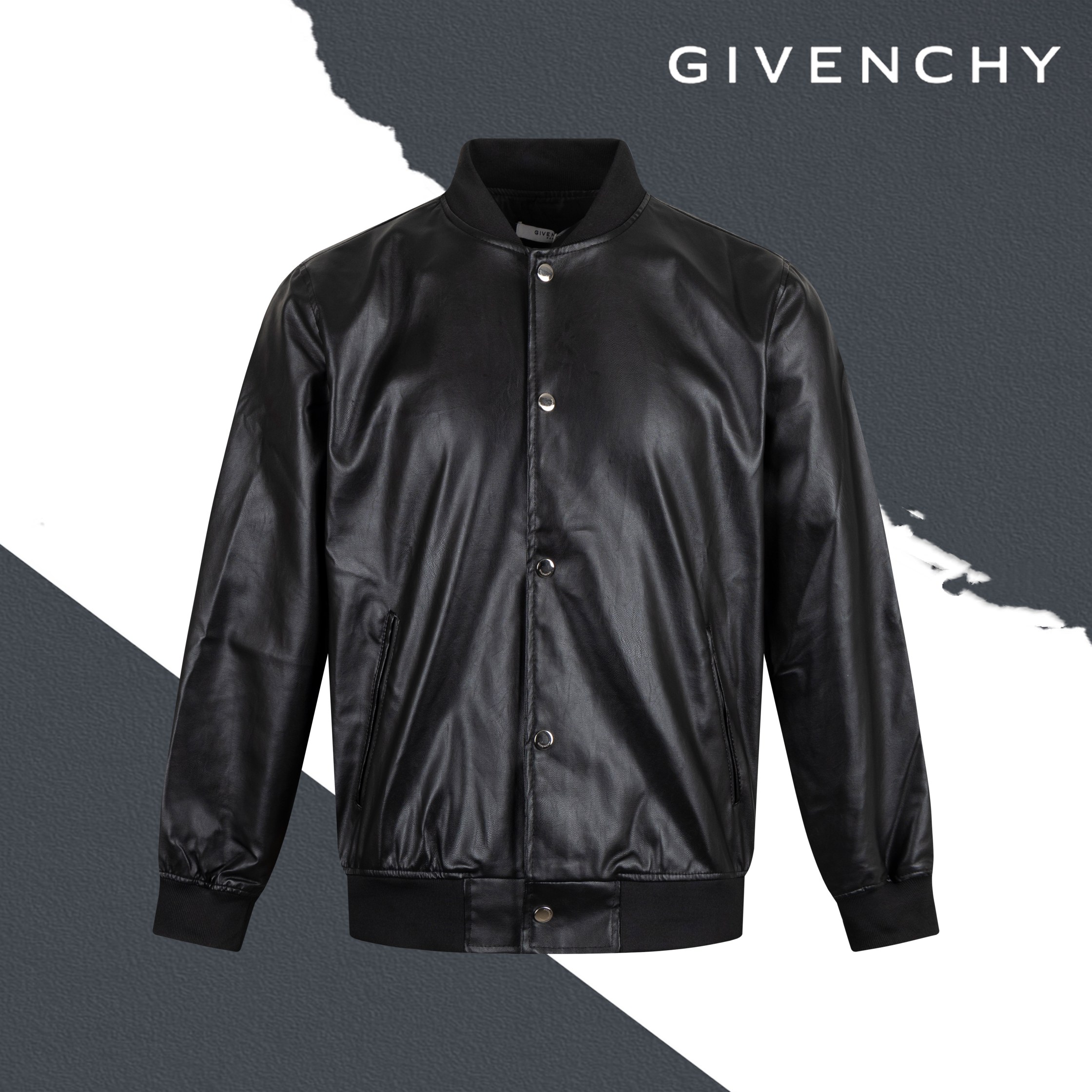 Modelo No. SL35 Givenchy Chaqueta de béisbol de cuero de Givenchy con bordado de letras, el mismo estilo para hombres y…