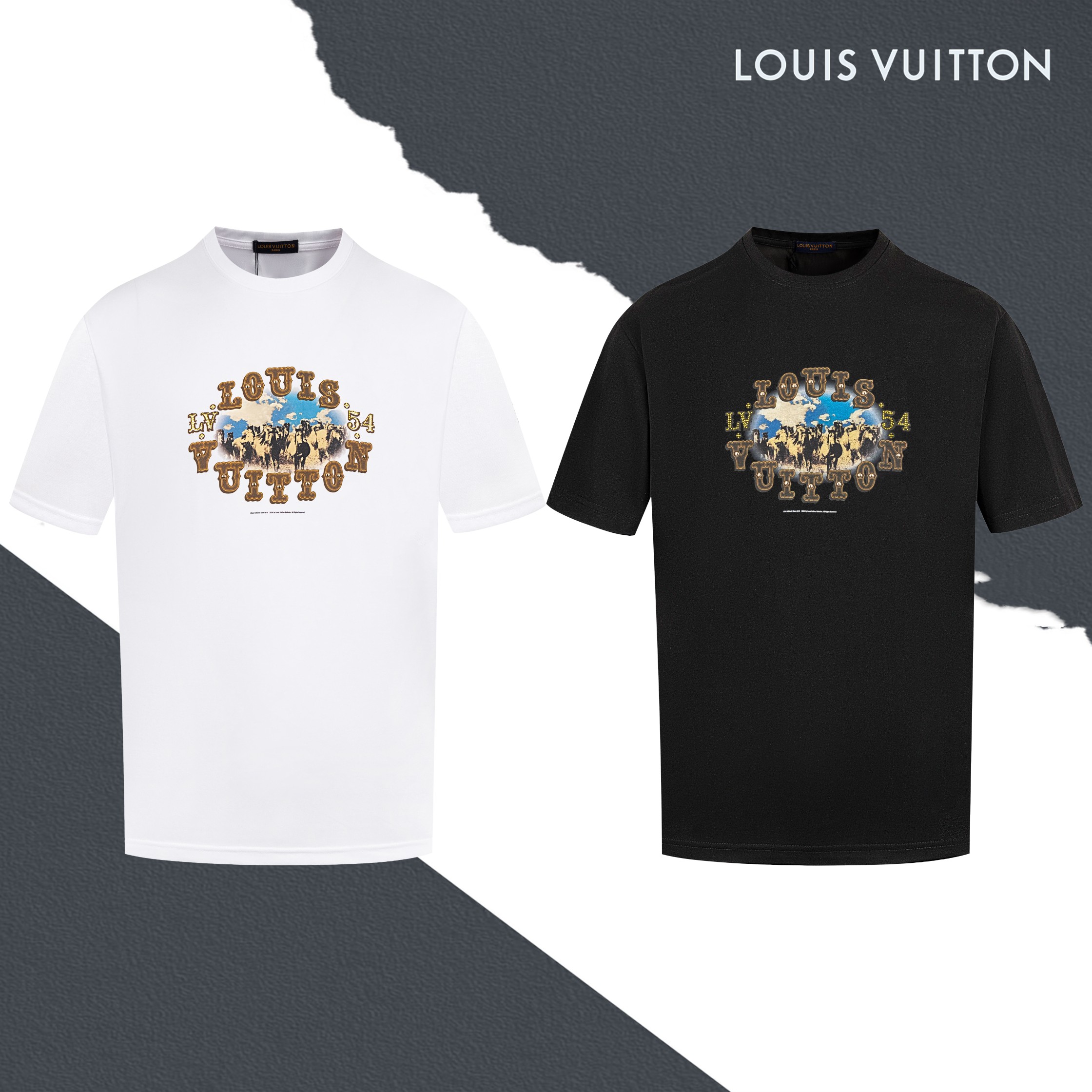 Louis Vuitton Camiseta Estampada de Algodón con Diseño Gráfico Vintage 4 a1745860919734 2380