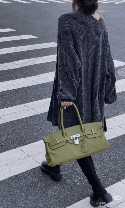 Elegant Leather Birkin Bag,2024 Spring/Summer, Versatile Shoulder Bag-Olive 1 Elegant Leather Birkin Bag,2024 Spring/Summer, Versatile Shoulder Bag-Olive