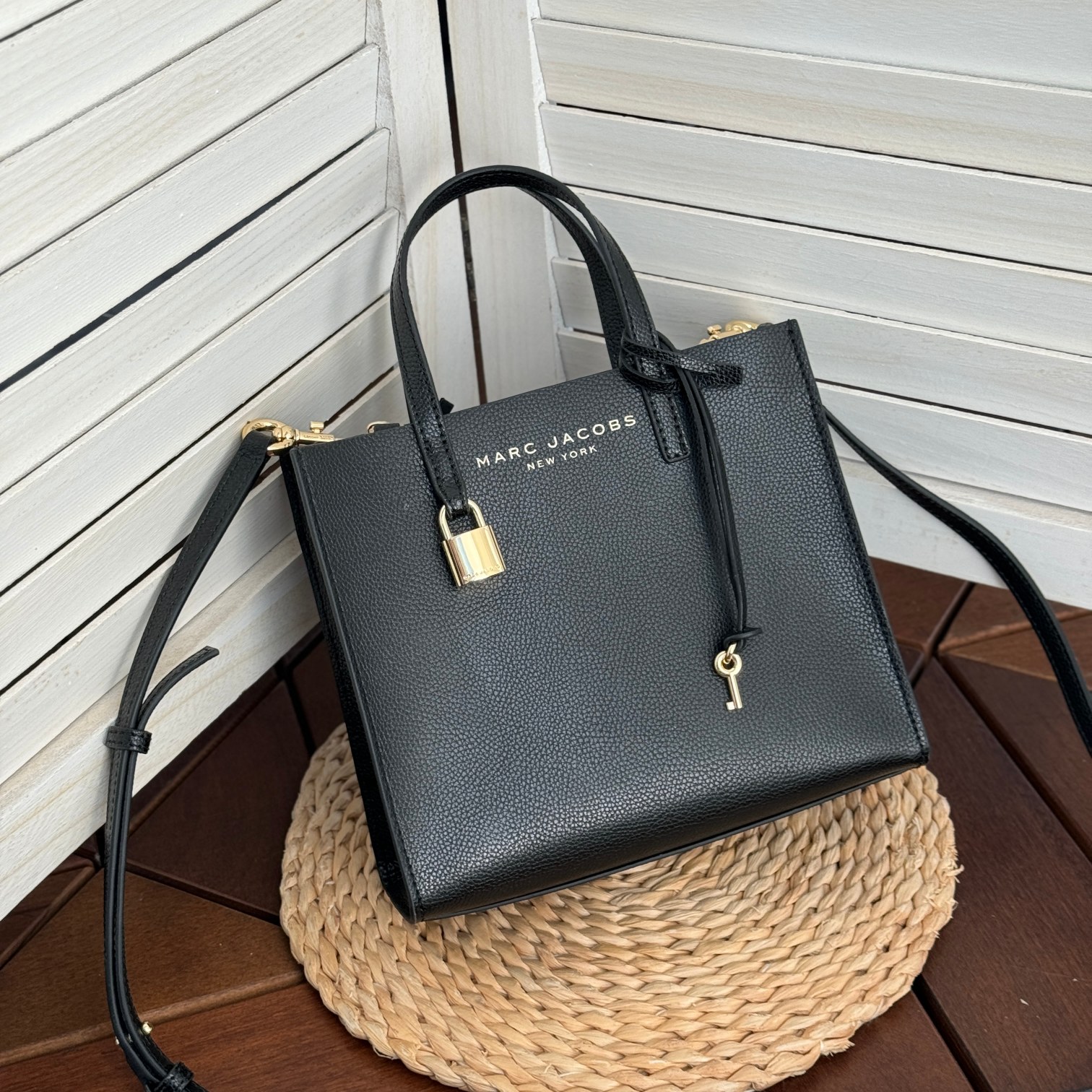 Marc Jacobs Mj牛皮黑色手提托特包 尺寸:23*10*20