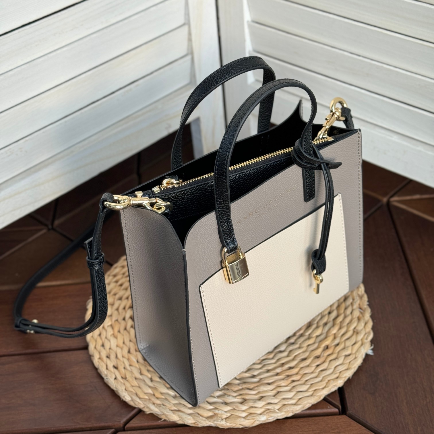 Marc Jacobs Mj牛皮拼色手提托特包 尺寸:23*10*20