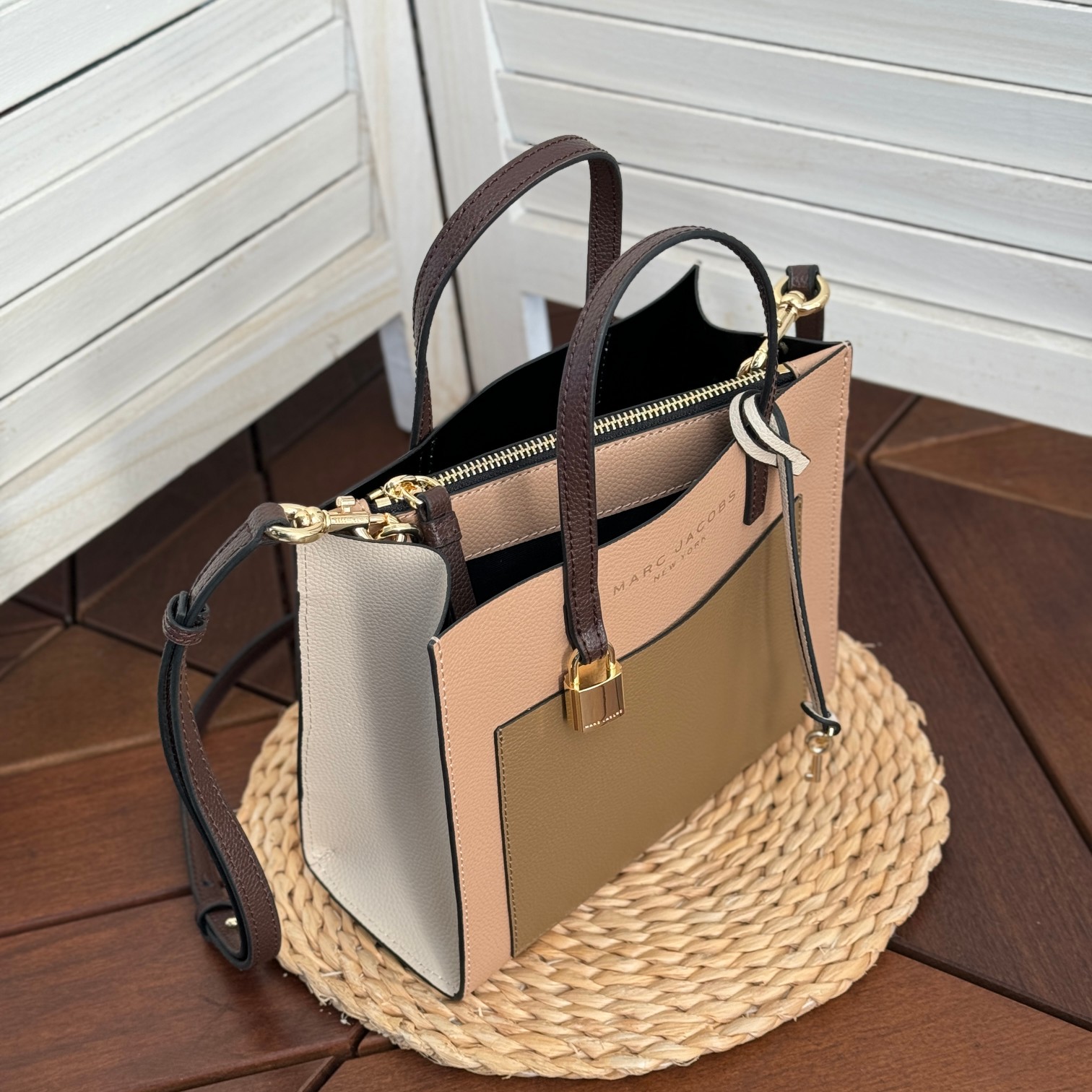 Marc Jacobs Mj牛皮拼色手提托特包 尺寸:23*10*20