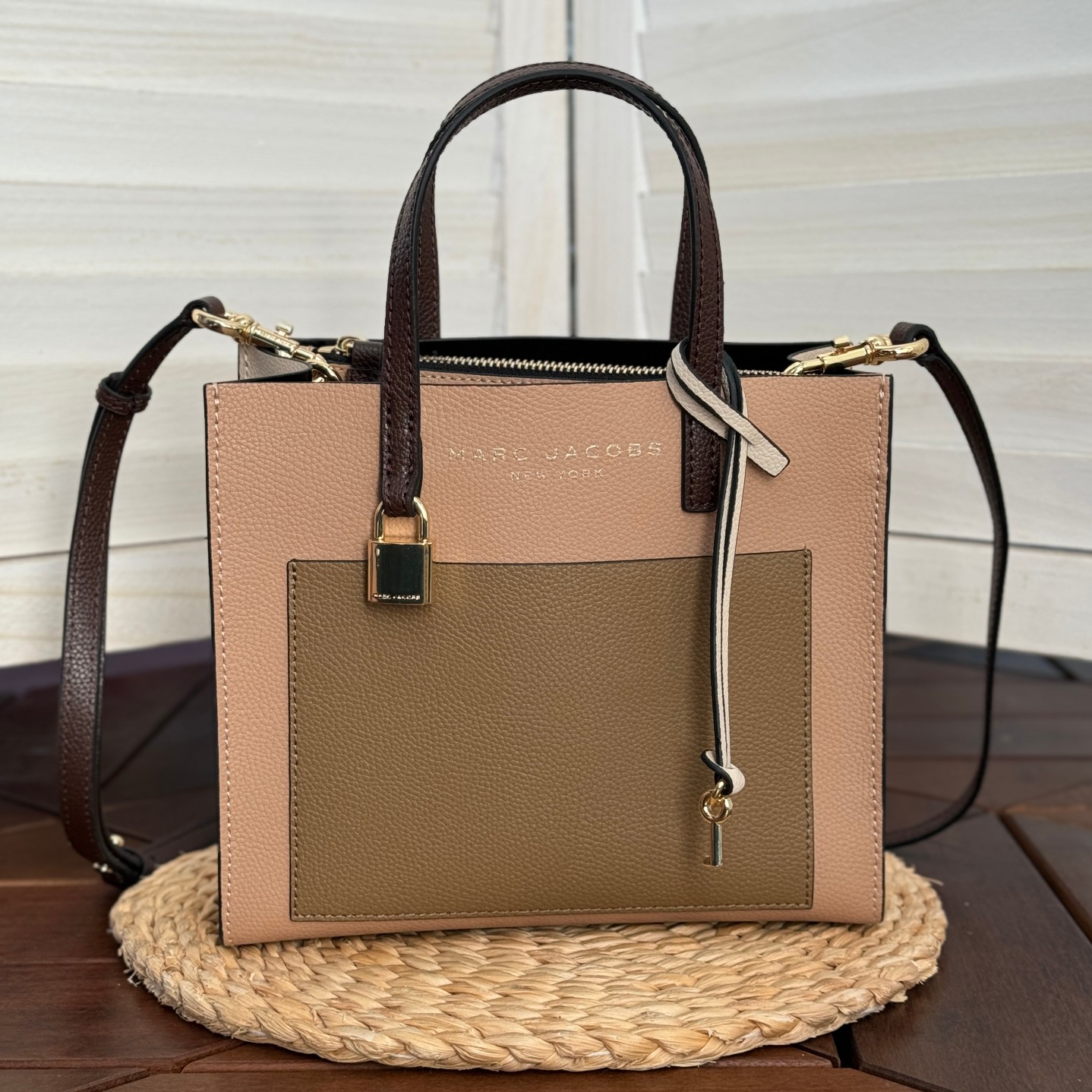 Marc Jacobs Mj牛皮拼色手提托特包 尺寸:23*10*20
