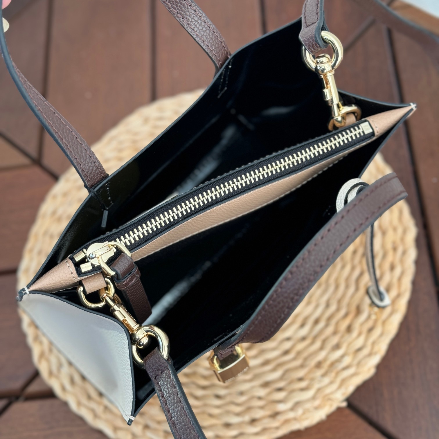 Marc Jacobs Mj牛皮拼色手提托特包 尺寸:23*10*20