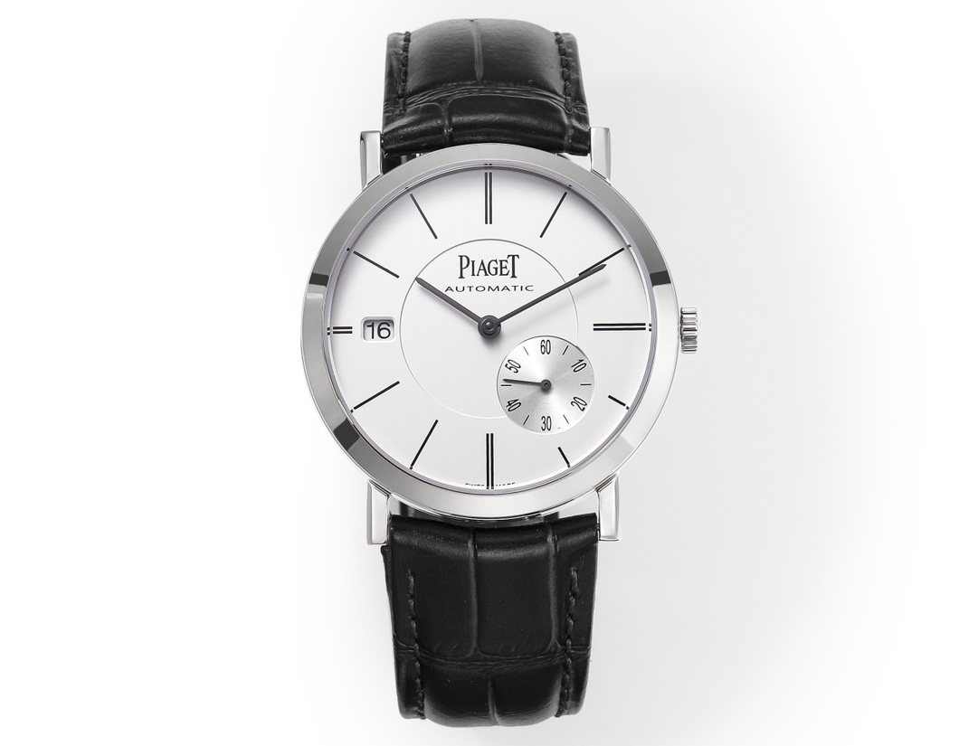 NO:850341,White 700 gold, 750 diamonds, 50 TW new Piaget Altiplano ultra-thin Origin watch, model GOA45403,  With a watch diameter of 40 mm, the watch combines fashion and classic style with exquisite ultra-thin watchmaking technology to become your loyal companion. The men's high-end watch is equipped with 205 movement, setting a double world record. The complex functions of this Altiplano ultra-thin watch use the micro-oscillating weight concept, coupled with a 3 mm movement. The total thickness of this watch is only 0 mm, which is the best watch of its kind  The ultra-thin design in the watch is breathtaking. The dial is equipped with baton hour markers and classic cowhide, which adds elegance and charm to the exquisite craftsmanship. The hour markers are alternately arranged on the double-layer structure dial, with the small second hand at 4 o'clock and the date display at 9 o'clock. This ultra-thin men's watch exudes elegance, embodies the spirit of daring to break through, and shows the fusion of watchmaking skills and aesthetic traditions!  Please look for exclusive quality!  [Rose],,piaget,cowhide19860909白700 金750 钻50 TW新款伯爵出品 Altiplano至臻超薄Origin腕表,型号GOA45403, 表径为40毫米,腕表结合时尚和经典风格,搭配精致超薄制表技术,成为您的忠实伴侣.男士高级腕表搭载205机芯,缔造双重世界纪录.这款Altiplano至臻超薄腕表的复杂功能运用微型摆陀概念,配以3毫米机芯.这款腕表的总厚度仅0毫米,是同类腕表中的超薄设计,令人叹为观止.表盘搭配棒状时标,搭配经典牛皮,为精湛技艺增添优雅和魅力.双层结构表盘上时标交替排列,小秒针位于4时位置,日期显示位于9时位置.这款超薄男士腕表散发优雅气息,体现勇于突破的精神,展现制表技艺与美学传统的融合呈现！请认准独家品质！[玫瑰],,piaget,cowhide,Watch