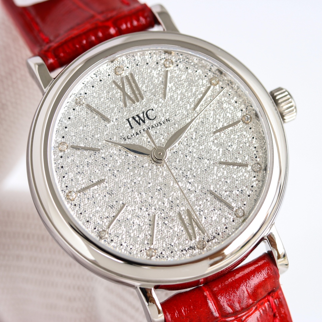 IWC Platofino 34mm Steel Watch with Diamonds and Italian Leather Strap - 图片 2