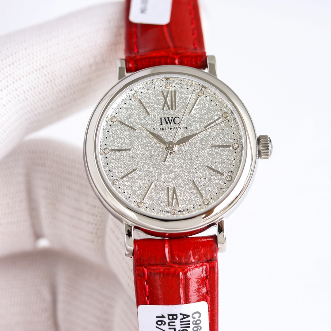 IWC Platofino 34mm Steel Watch with Diamonds and Italian Leather Strap - 图片 3