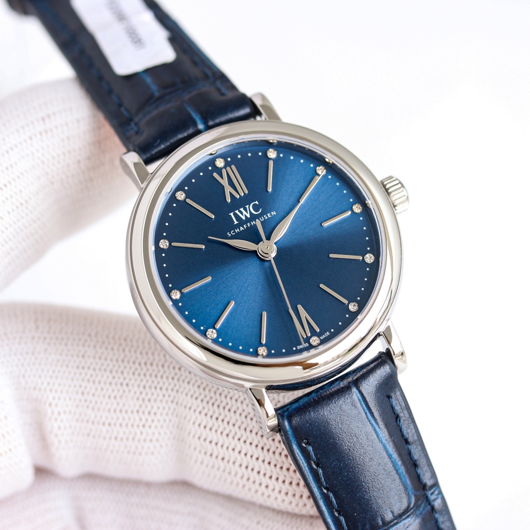 IWC Mandarin 34mm Platinum Watch 2022 with South African Diamonds and Italian Leather. - 图片 4