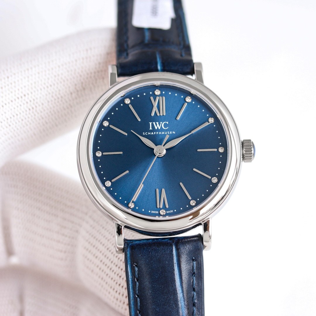 IWC Mandarin 34mm Platinum Watch 2022 with South African Diamonds and Italian Leather. - 图片 5