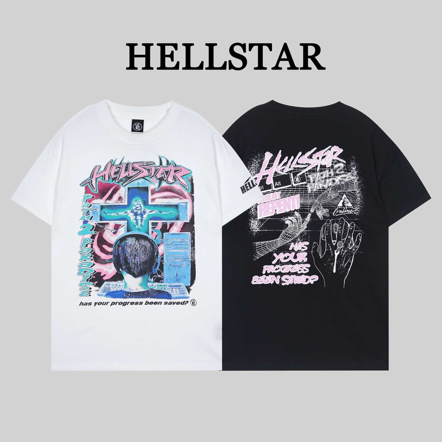 G1095# Hellstar*Estrella del Infierno//Camiseta nueva de primavera 2024, confeccionada en algodón puro de dob…
