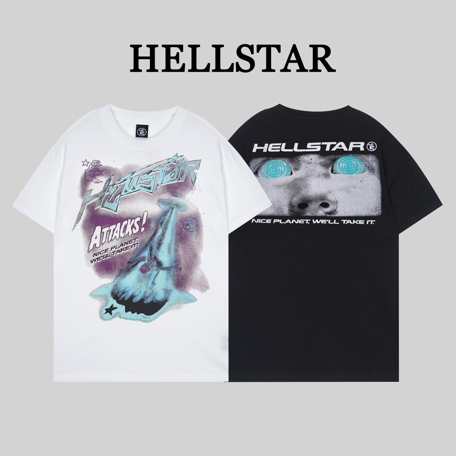 G1105# Hellstar*Estrella del Infierno//Camiseta nueva de primavera 2024, confeccionada en algodón puro de dob…