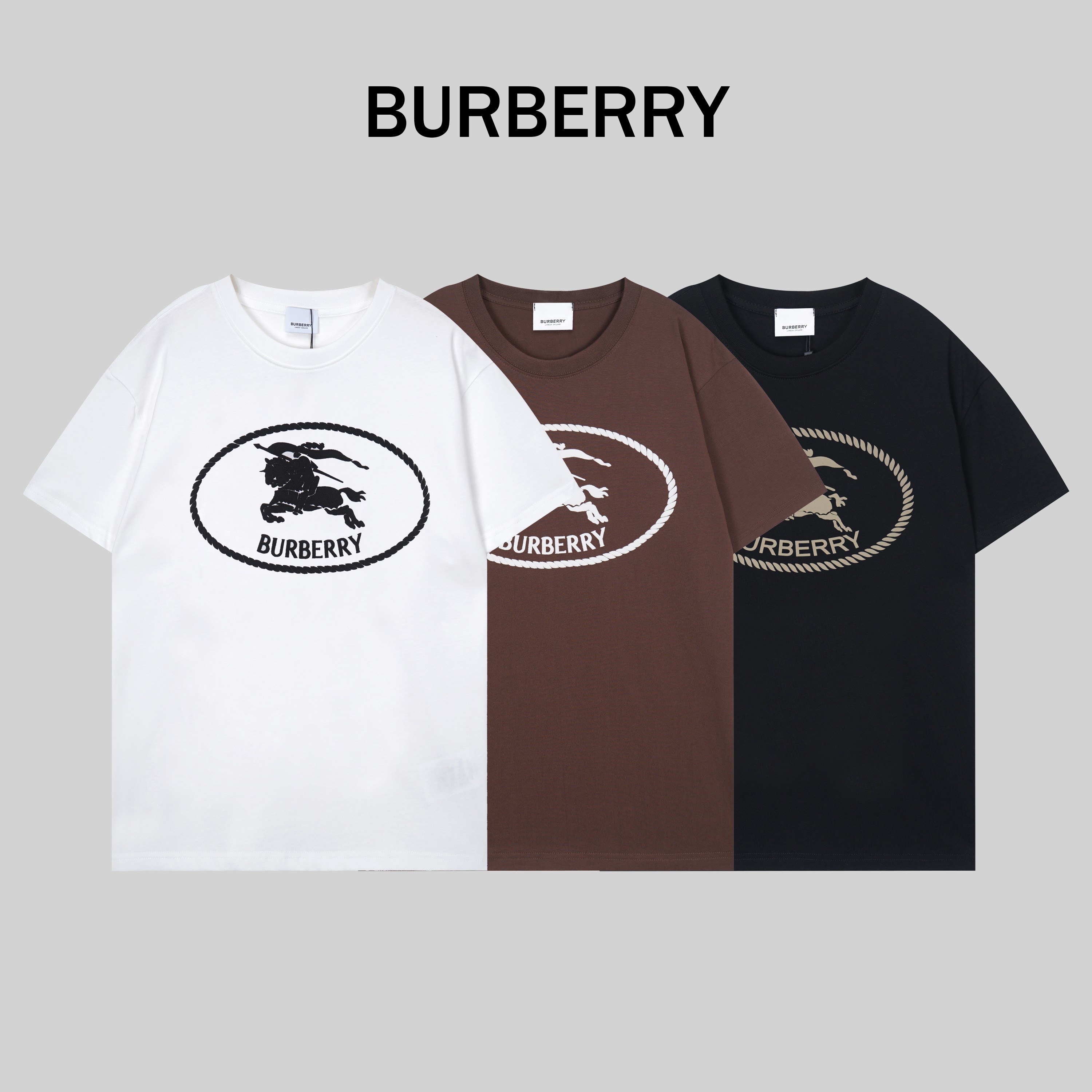 T111#, la nueva camiseta de verano y otoño de 2025 de Burberry, confeccionada con 300 gramos de tejido de algodón puro …